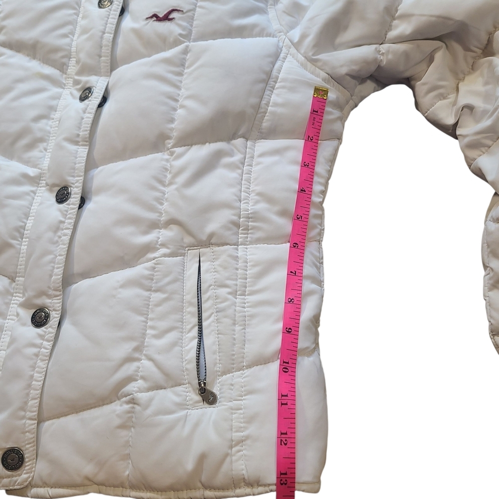 Vintage Hollister White Puffer Jacket Faux Fur Fleece Lined Y2K Women’s L - Picture 10 of 11
